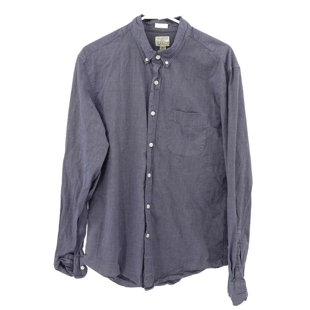 J Crew Long Sleeve Button Up Shirt SZ L Slim Organic Cotton Secret Wash Office